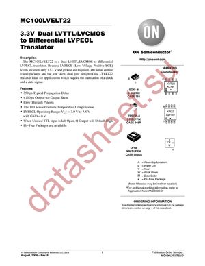 MC100LVELT22DG datasheet  